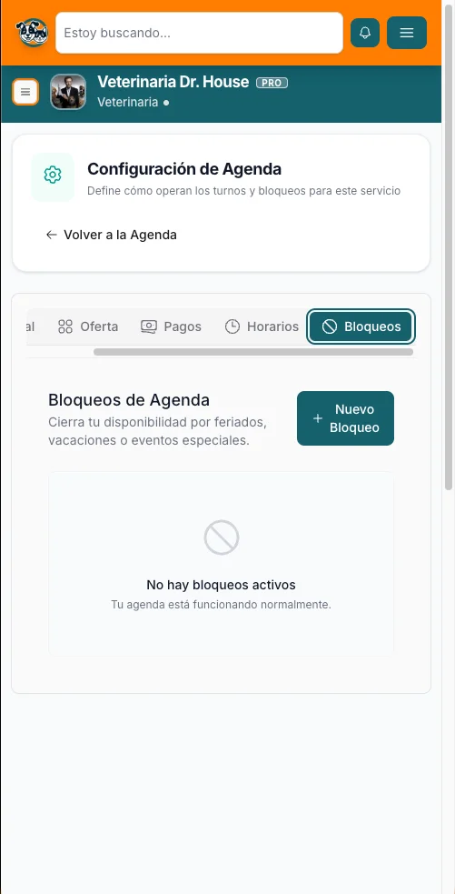 Configuración de bloqueos de agenda por vacaciones o eventos